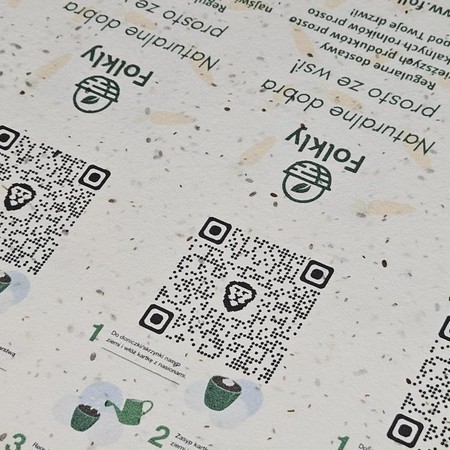Karteczki A7 Folkly z kodami QR na papierze z nasionami