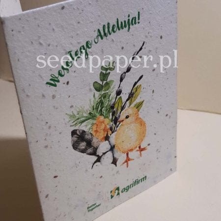 Kartka wielkanocna „Wesołego Alleluja” dla Agrifirm na papierze z nasionami