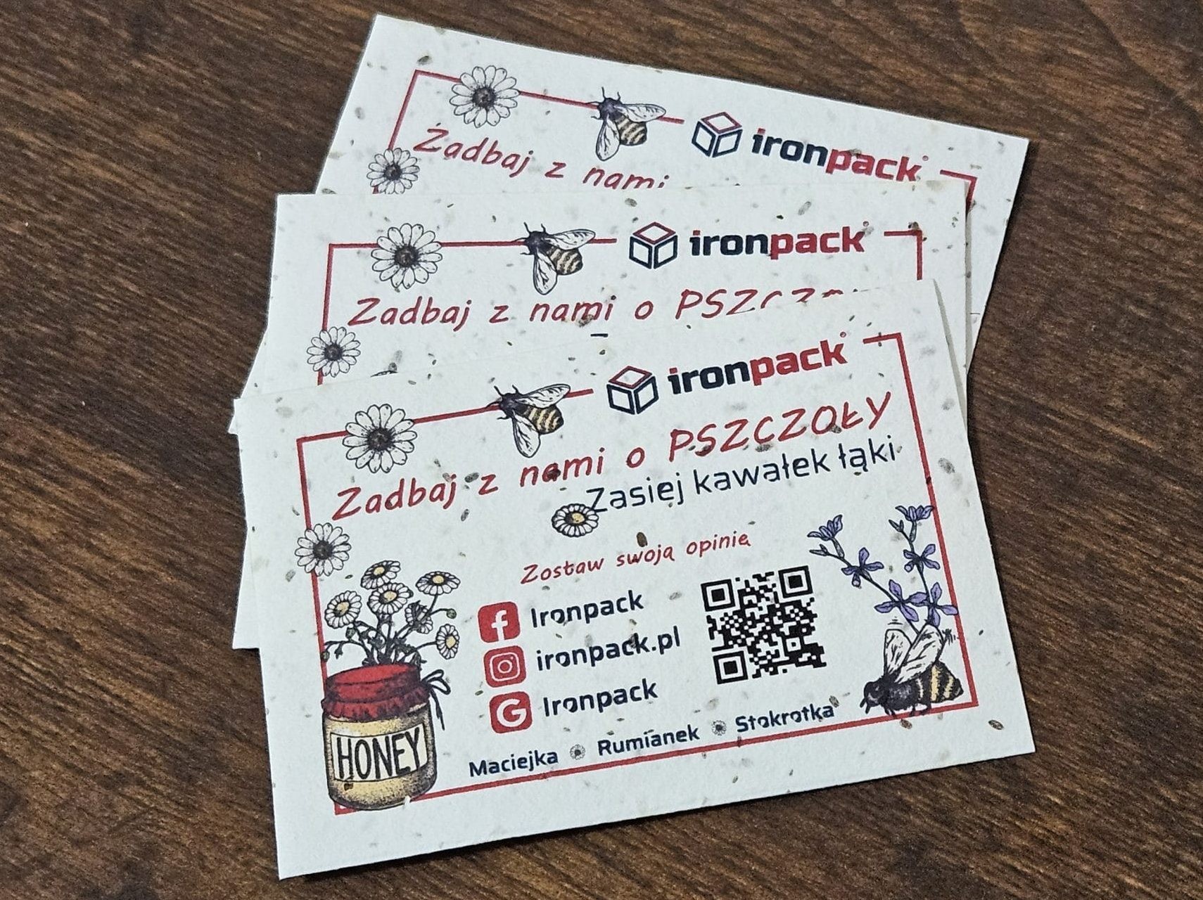 A7-Karten für Ironpack mit Bienenmotiv auf Samenpapier