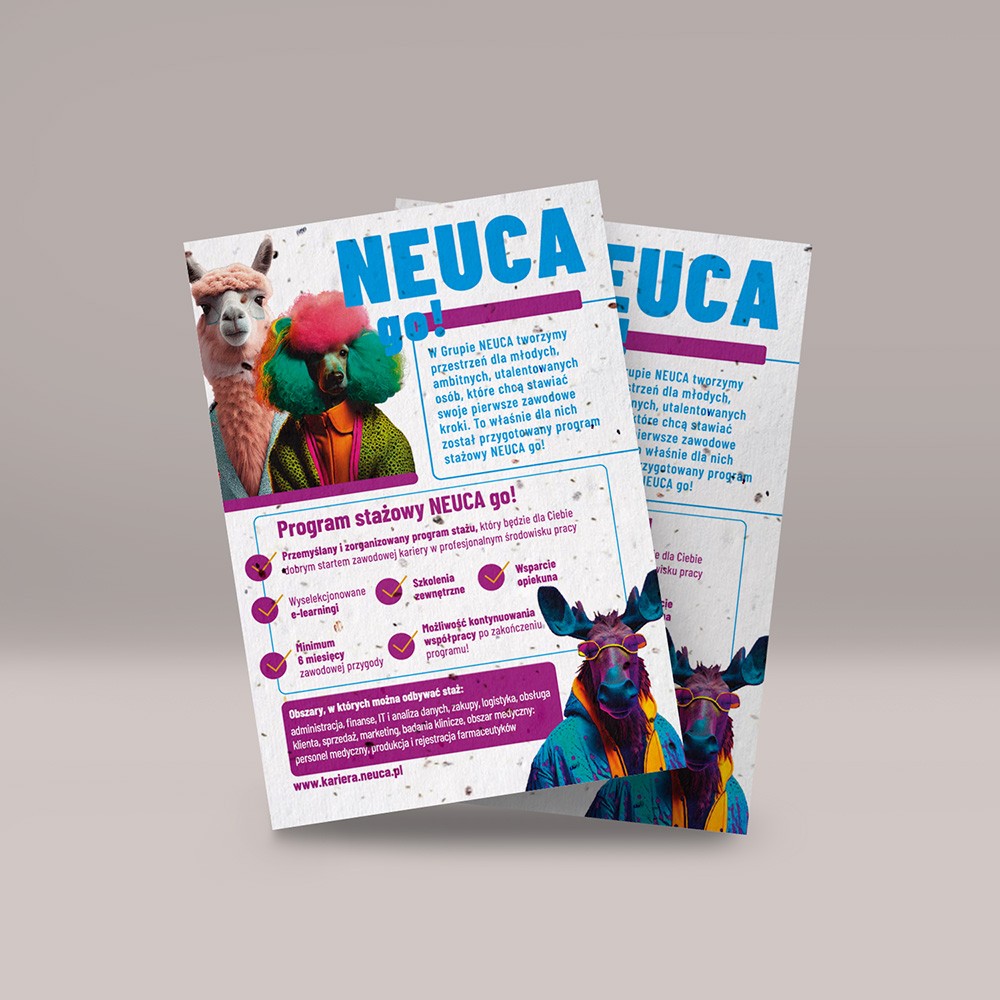 Ulotka A5 Neuca – wizualizacja druku na papierze z nasionami