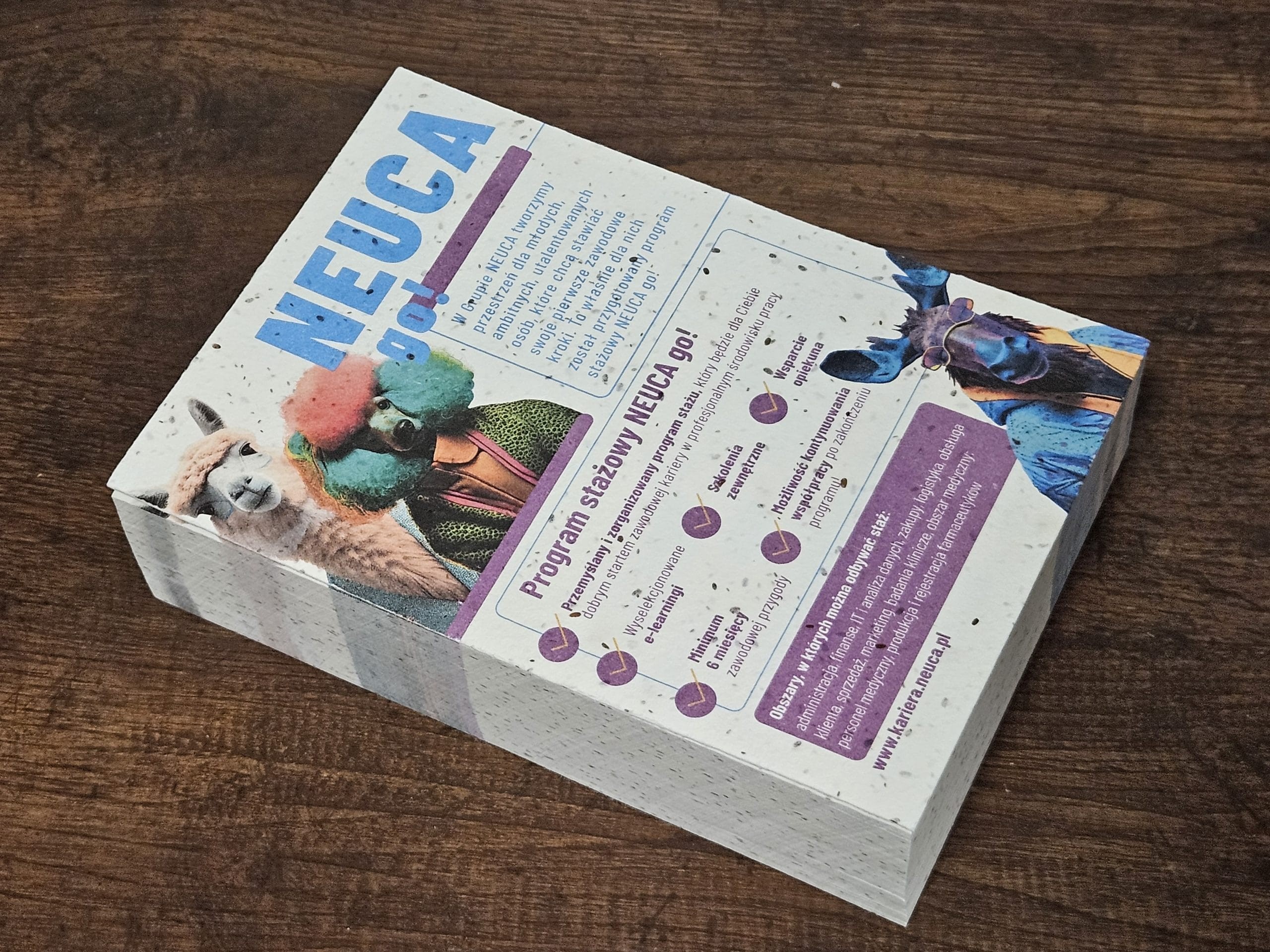 A5-Flyer mit Farbdruck für Neuca auf Samenpapier